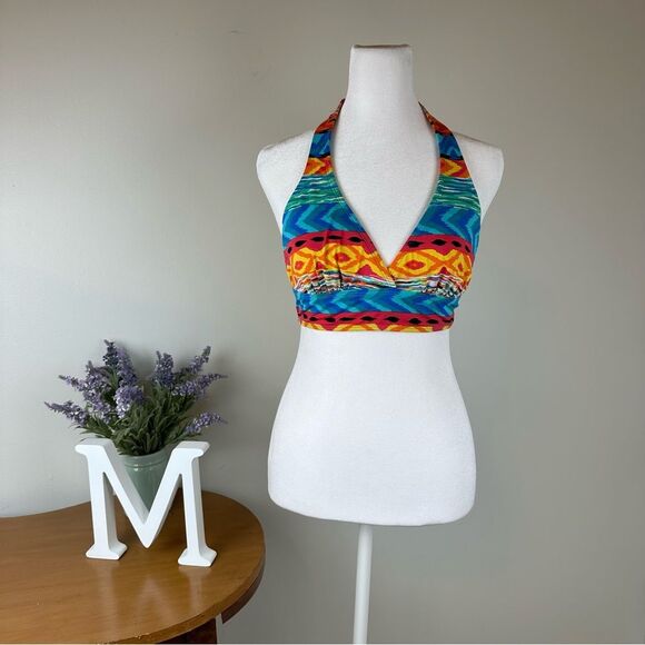 Anne Cole Geometric Signature Halter Bikini Top - Size Medium - no pads - Picture 2 of 6